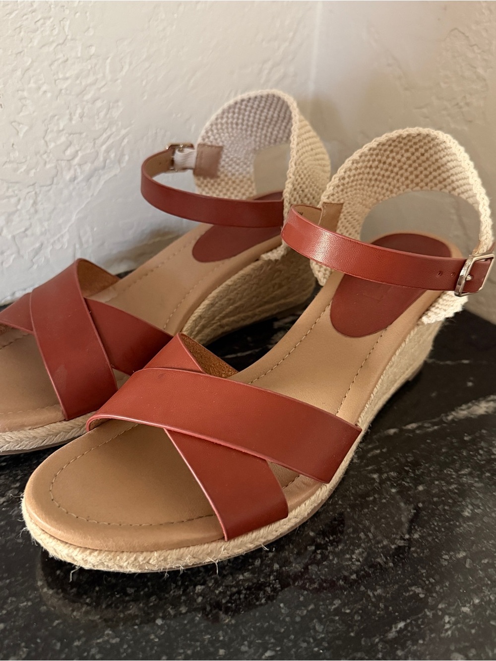 Loft cognac espadrille wedge sandal